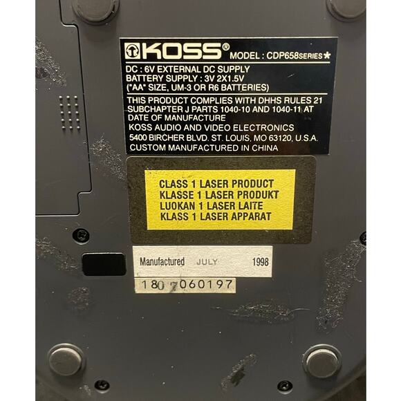 Koss Portable Home CD Player CDP658 with Car Cassette Power Adapter Vintage - Picture 8 of 10